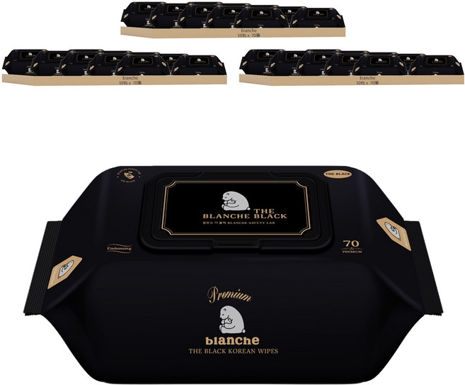blanche Premium The Black 濕紙巾, 75g, 70張, 30包