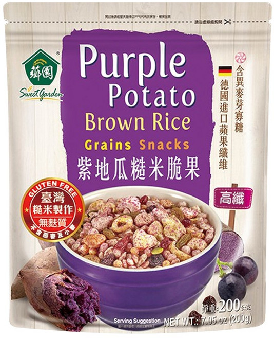 薌園 紫地瓜糙米脆果, 200g, 1包