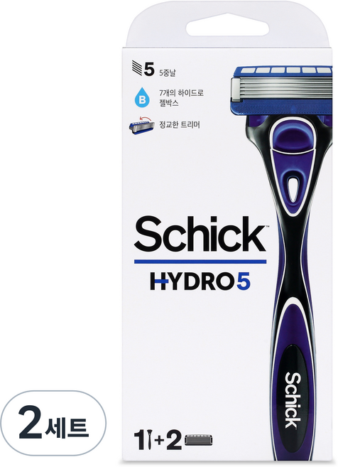 쉬크 하이드로 5 베이직 면도기 핸들 + 여분날 2p 세트, 2세트