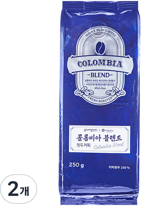 곰곰 콜롬비아 블렌드 원두, 홀빈(분쇄안함), 250g, 2개