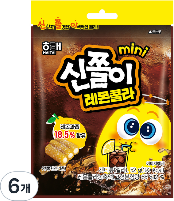해태제과 신쫄이 미니 레몬콜라, 6개, 52g