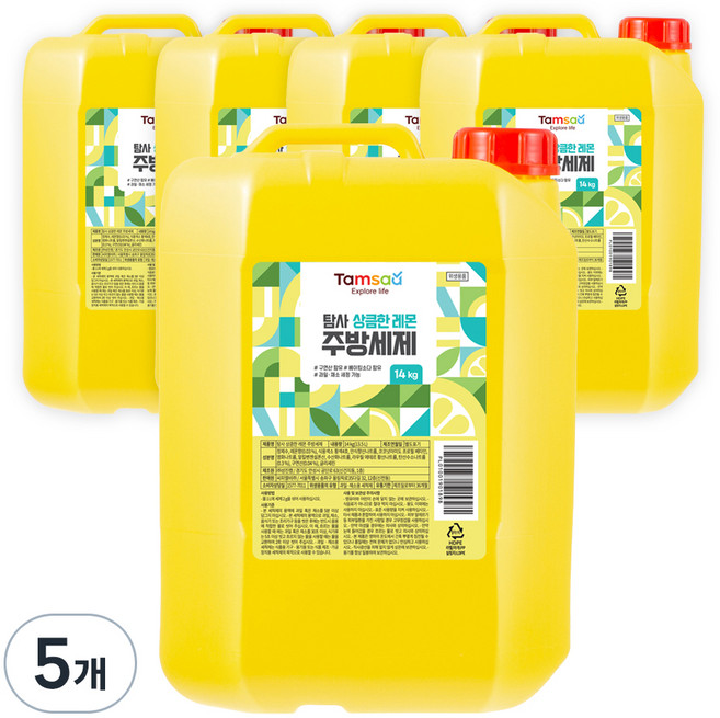탐사 상큼한 레몬 주방세제, 14kg, 5개