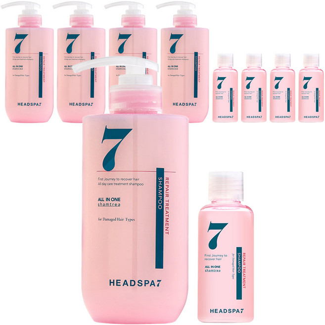 헤드스파7 리페어 트리트먼트 샴푸 500ml + 70ml 세트, 5개