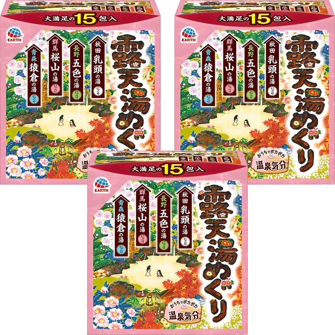 바스로망 온천기행 4계절 노천 입욕제 15p, 450g, 3개 - 쿠팡