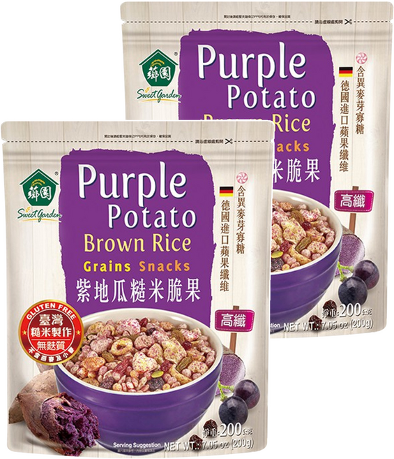 薌園 紫地瓜糙米脆果, 200g, 2包