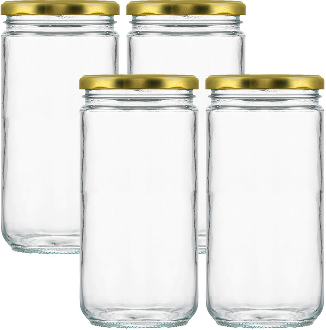 코멧 홈 원형 유리병, 4개, 1L