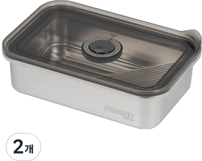 스텐락 스마트 에어홀 밀폐용기 3호, 2개, 950ml