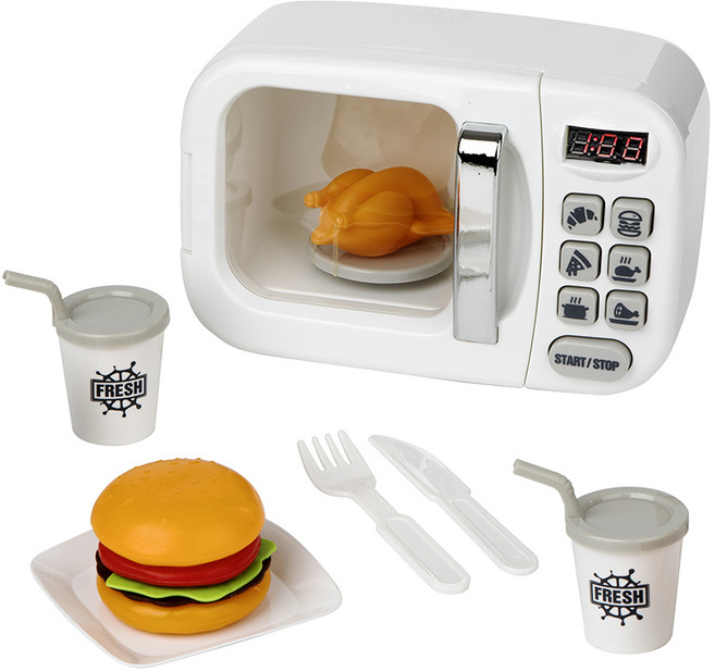 플레이맥스 작동하는 전자레인지 주방놀이, 화이트, 1개