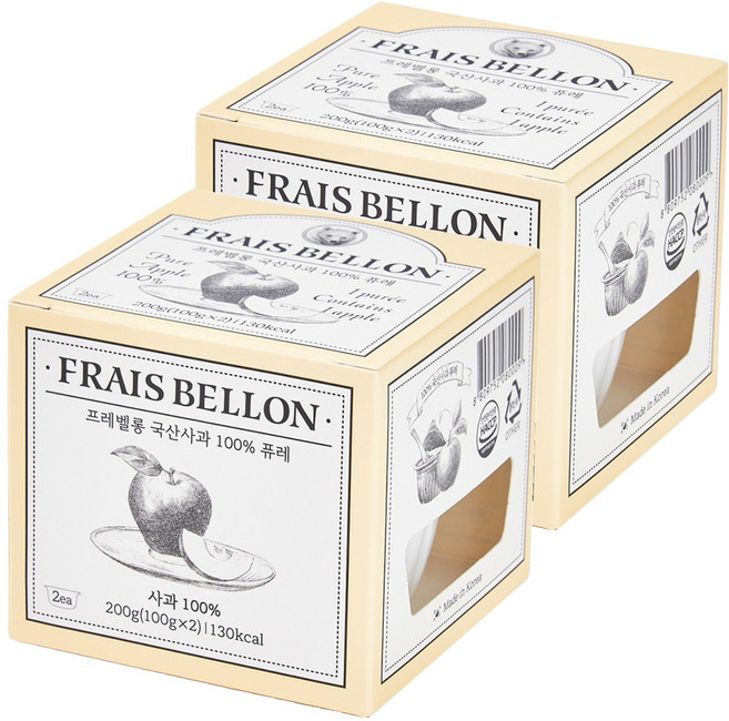 프레벨롱 국산 과일퓨레, 사과, 200g, 2개