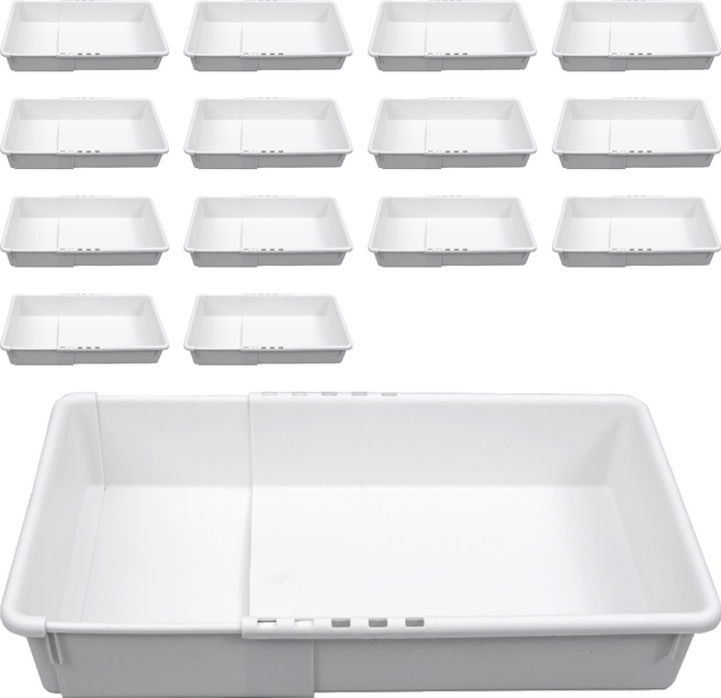 올유리빙 길이조절 바스켓, 화이트, 3호, 15개