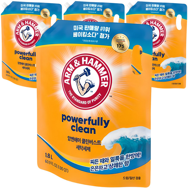 암앤해머 클린버스트 액상세제 리필, 1.8L, 4개