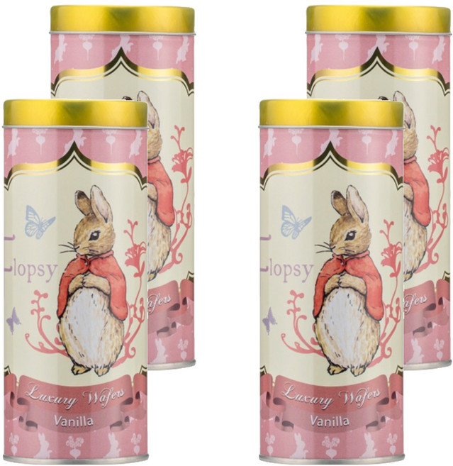 彼得兔豪華威化捲心酥 香草口味, 100g, 4罐