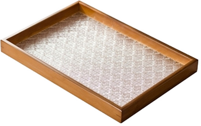 楠竹托盤 長方形 800g, 竹邊 半透明底