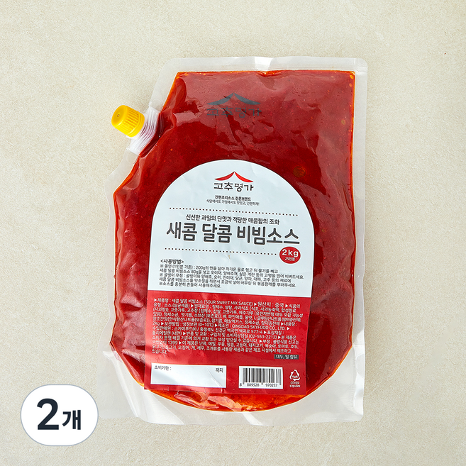 고추명가 새콤달콤 비빔소스, 2kg, 2개