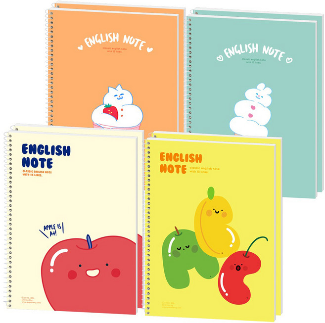 포포팬시 맬렁이 영어노트, 혼합색상, 8개