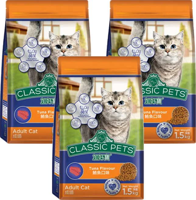 CLASSIC PETS 加好寶 成貓用 乾糧, 鮪魚口味, 1.5kg, 3袋