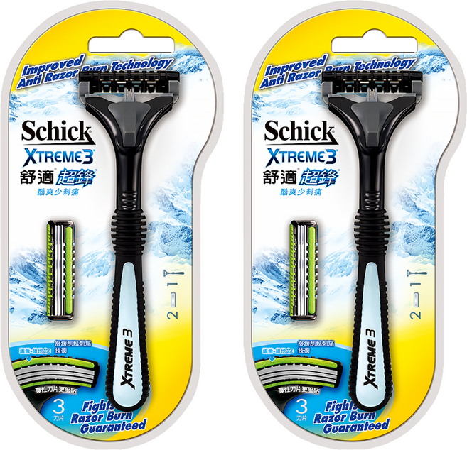 Schick 舒適牌 超鋒3刮鬍刀 彈性3刀片 蘆薈及維他命E潤滑條 舒緩刮鬍刺激, 1組, 2組
