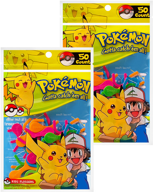 Dr.Fresh Pokemon 精靈寶可夢兒童安全造型牙線 4~12歲幼童, 50支, 2包