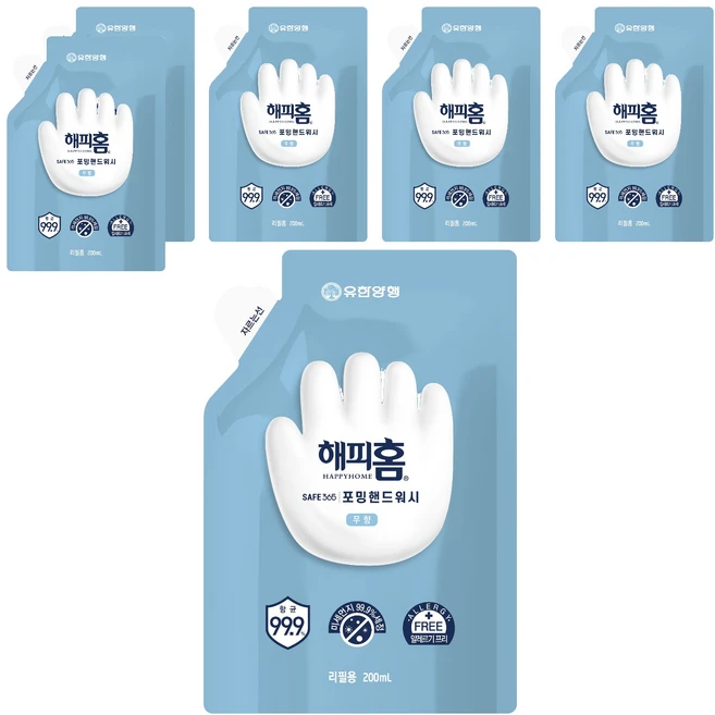 해피홈 SAFE365 포밍 핸드워시 무향 리필, 200ml, 6개 - 쿠팡
