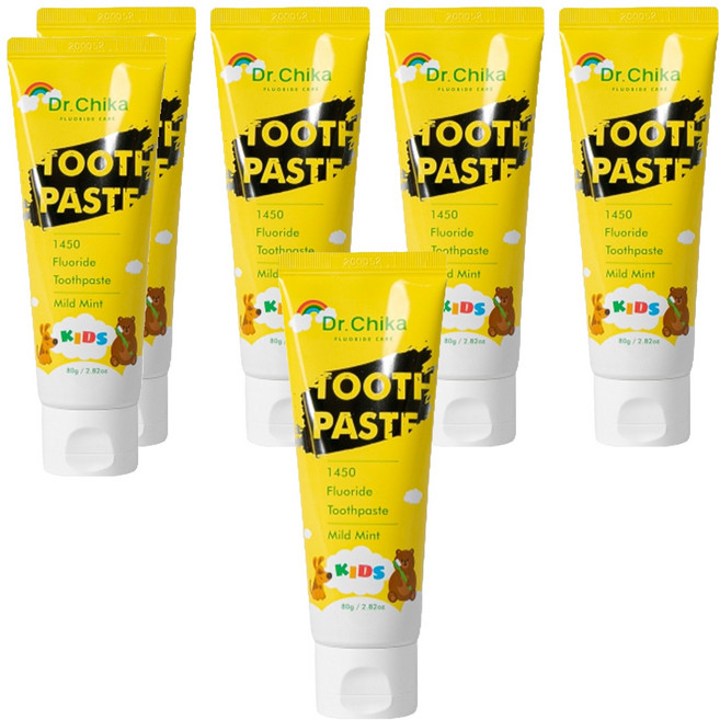 닥터치카 마일드민트향 어린이 충치예방 고불소 치약, 80g, 6개