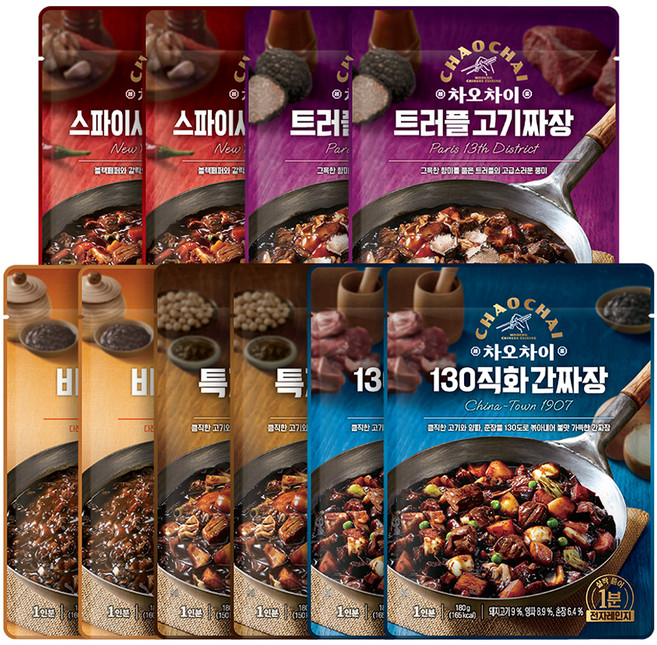 차오차이 짜장 혼합 5종 x 2p 세트, 180g, 1세트