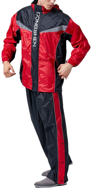 DongShen 東伸 9-2 鷹眼兩件式外套雨衣, 紅色