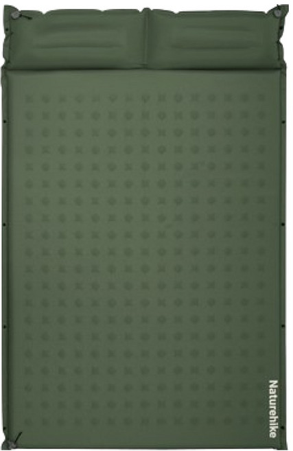 Naturehike 挪客 D系列帶枕雙人自動充氣墊, 軍綠色, 1個