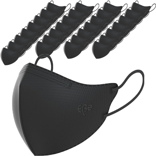 이비에 여름용 새부리형 컬러 마스크 대형, 30매, 1개, 블랙