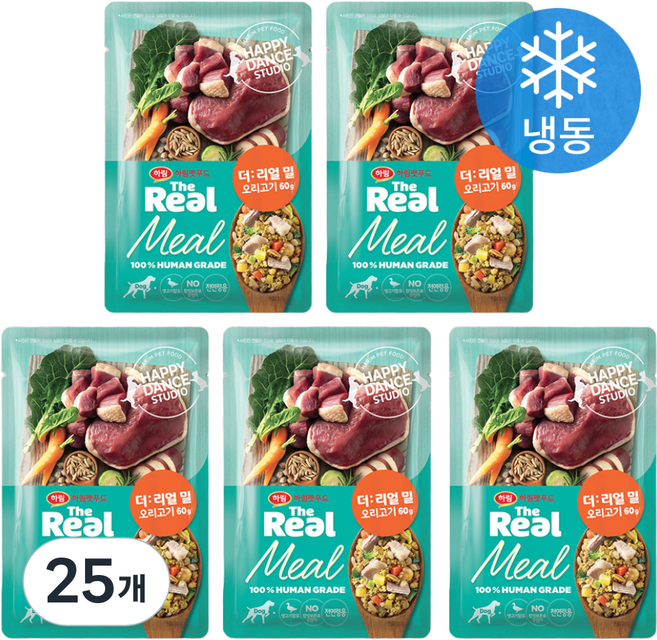 하림펫푸드 전연령 강아지 더리얼 밀 냉동 화식사료, 오리, 60g, 25개