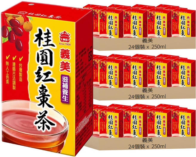 義美 桂圓紅棗茶, 3箱, 24個裝, 250ml