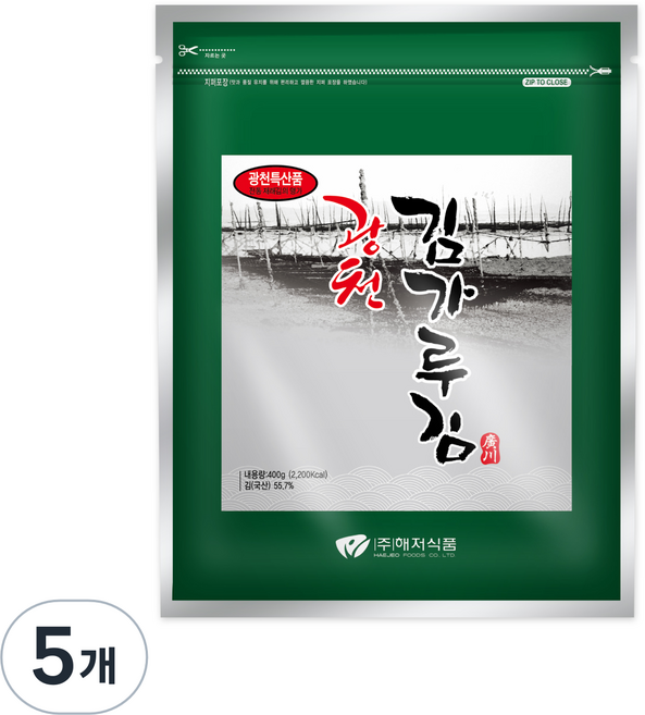 광천해저김 김가루김, 400g, 5개