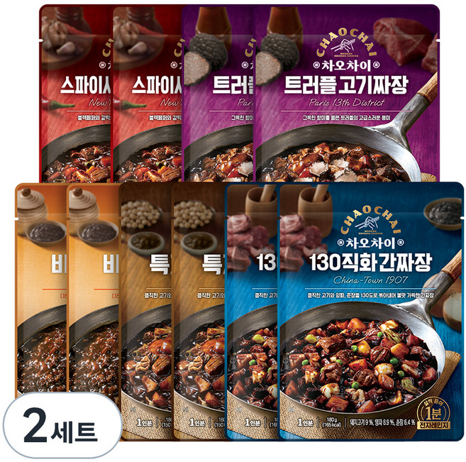 차오차이 짜장 5종 x 2p 세트, 2세트