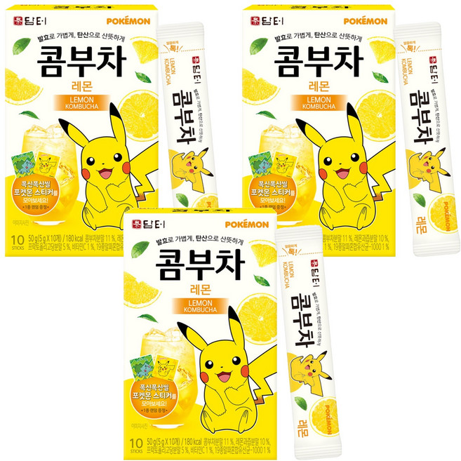담터 포켓몬 콤부차 레몬, 5g, 10개입, 3개