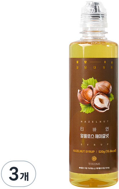 티바인 알룰로스 헤이즐넛 시럽, 520g, 3개