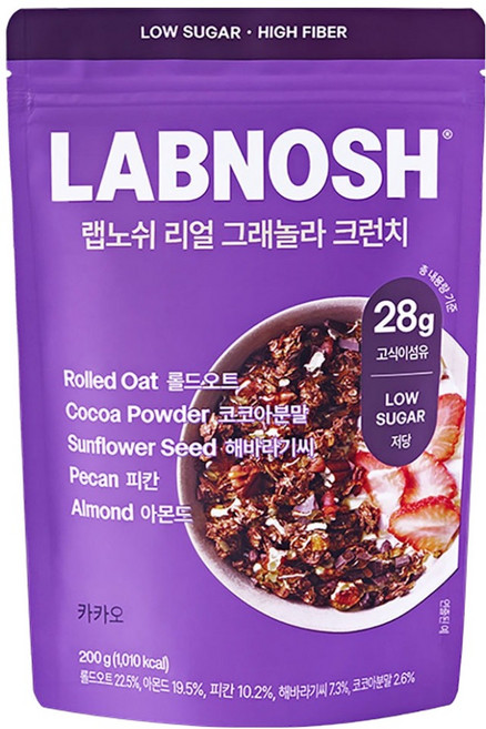 랩노쉬 리얼 그래놀라 크런치 카카오 시리얼, 200g, 1개