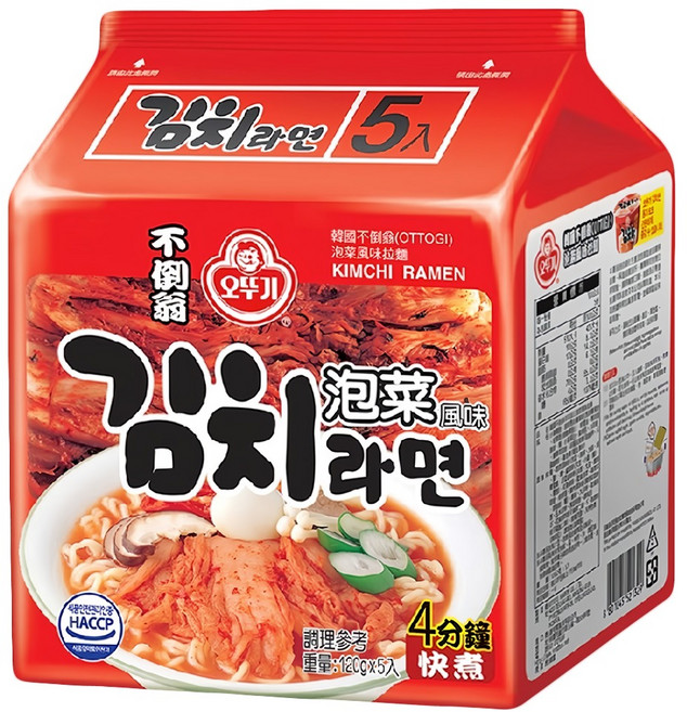 OTOKI 不倒翁 泡菜拉麵 120g, 5包