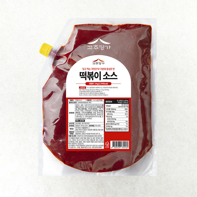 고추명가 떡볶이 소스, 2kg, 1개
