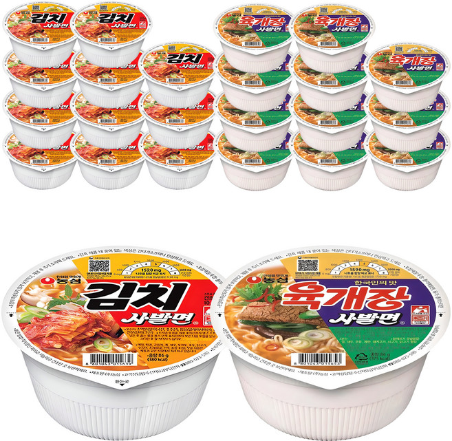 농심 육개장 사발면 86g 12p + 김치 사발면 86g 12p, 24개