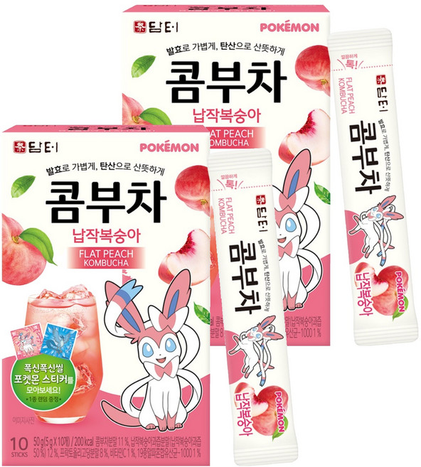 담터 포켓몬 납작복숭아 콤부차, 5g, 10개입, 2개