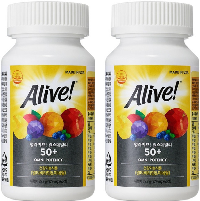 얼라이브 원스데일리 멀티비타민 50+, 60정, 2개
