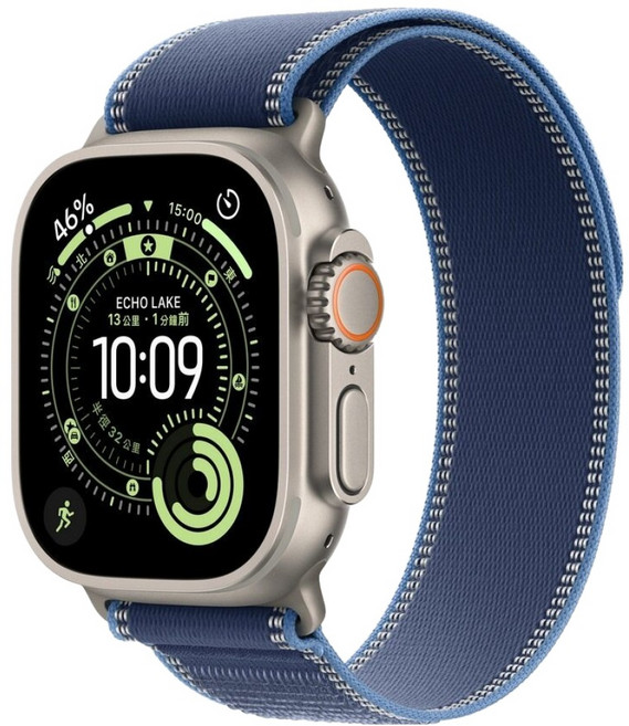 Apple 2025 Apple Watch Ultra3 鈦金屬, 49mm, 原色 + S/M藍色配亮藍色越野錶環, GPS + 行動網路