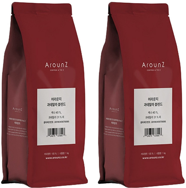 어라운지 과테말라 블렌드 원두, 1kg, 2개, 홀빈(분쇄안함)