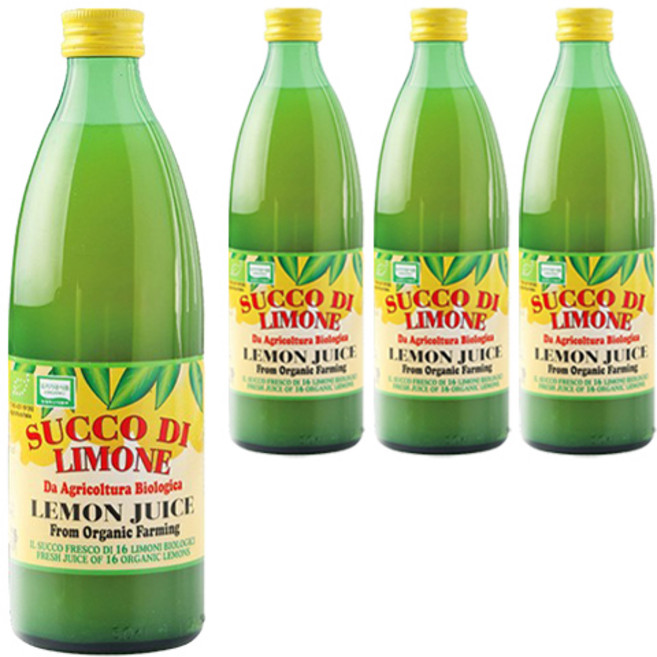 유로푸드 유기농 레몬쥬스, 500ml, 4개