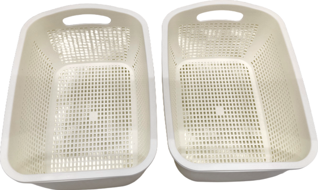 沐慕家居 雙層濾水洗菜藍 白色, 2個