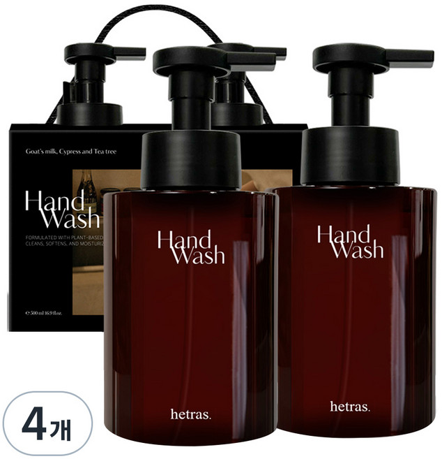 헤트라스 퍼퓸 버블 고보습 산양유 핸드워시 선물세트 런던머스크, 515ml, 4개