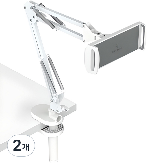 신지모루 탄소강 논슬립패드 자바라 집게형 핸드폰 태블릿 거치대, 화이트, 2개