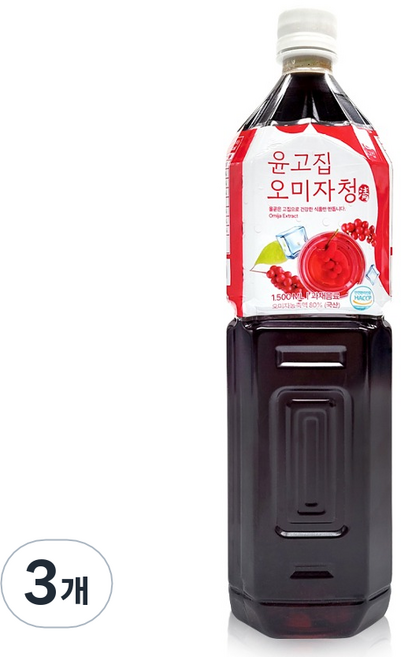 윤고집 오미자청, 3개, 1.5L