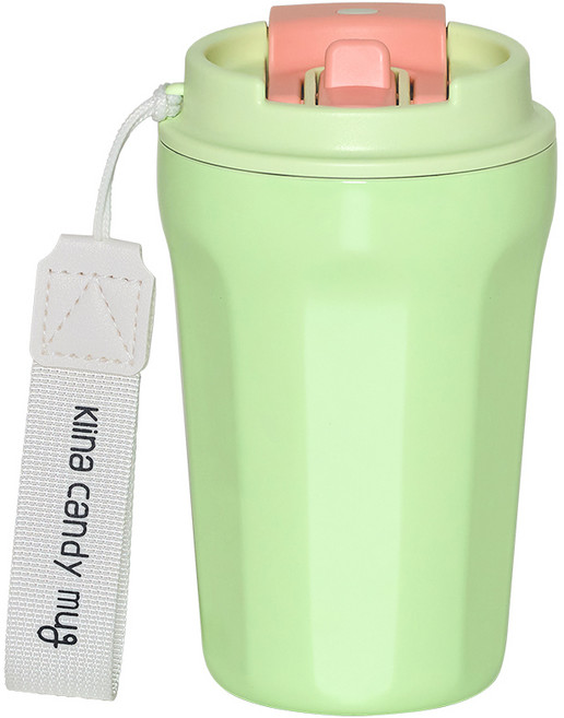 클리나 캔디머그 스텐 보온보냉 빨대 텀블러, 그린베리, 380ml, 1개