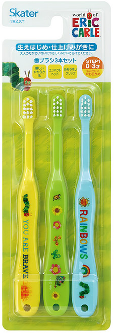 Skater 兒童牙刷組 0~3歲, 好餓的毛毛蟲, 3支, 1組