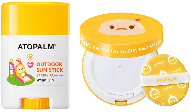 아토팜 유아용 톡톡 페이셜 선팩트 SPF43 PA+++ 15g + 야외놀이 선스틱 SPF50+ PA++++ 21g, 1세트